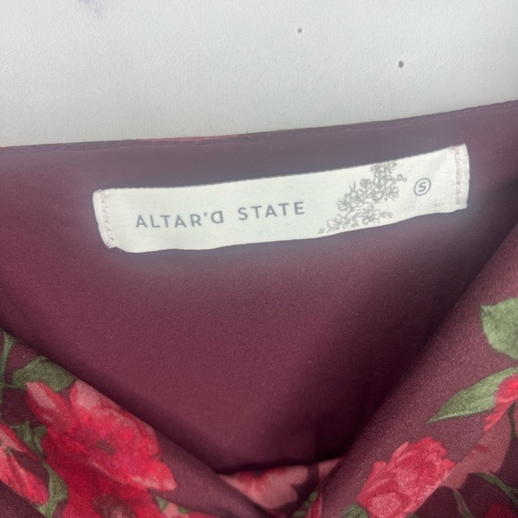 Altar'd State Burgundy Floral Slip Dress Sz S - Picture 3 of 4